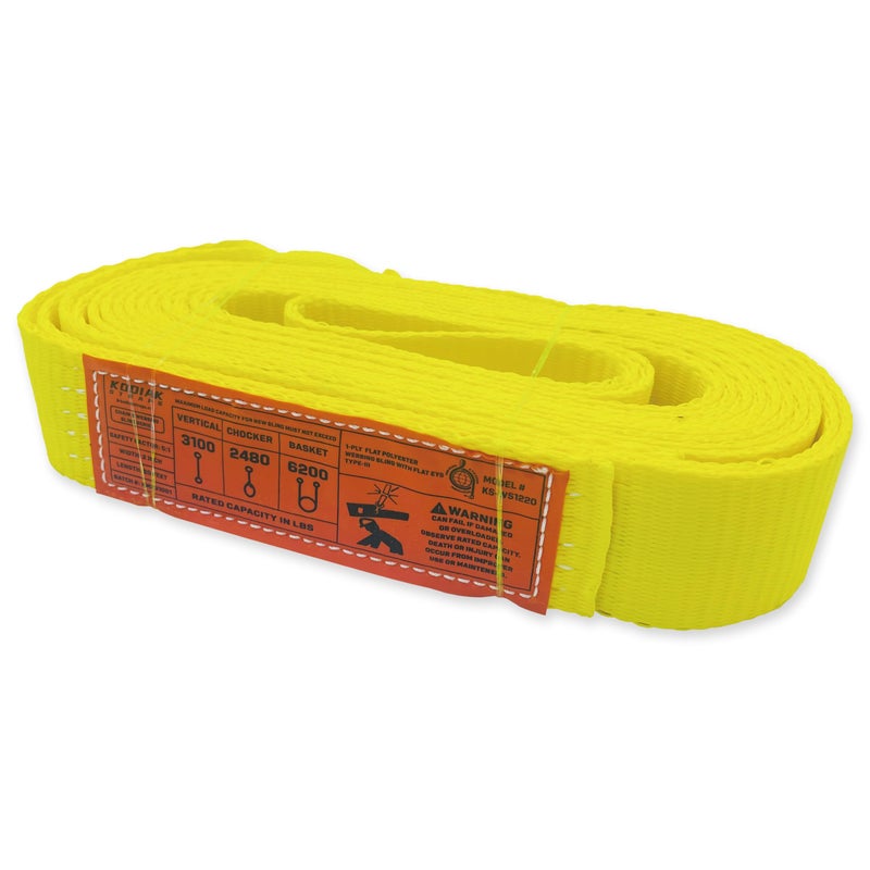 KODIAK STRAPS 1-Ply Webbing Sling 2 x 20ft Lifting Straps 1Pack Heavy Duty Web Strap Rigging Moving Towing Hoisting Gear KODIAK STRAPS - Image 1